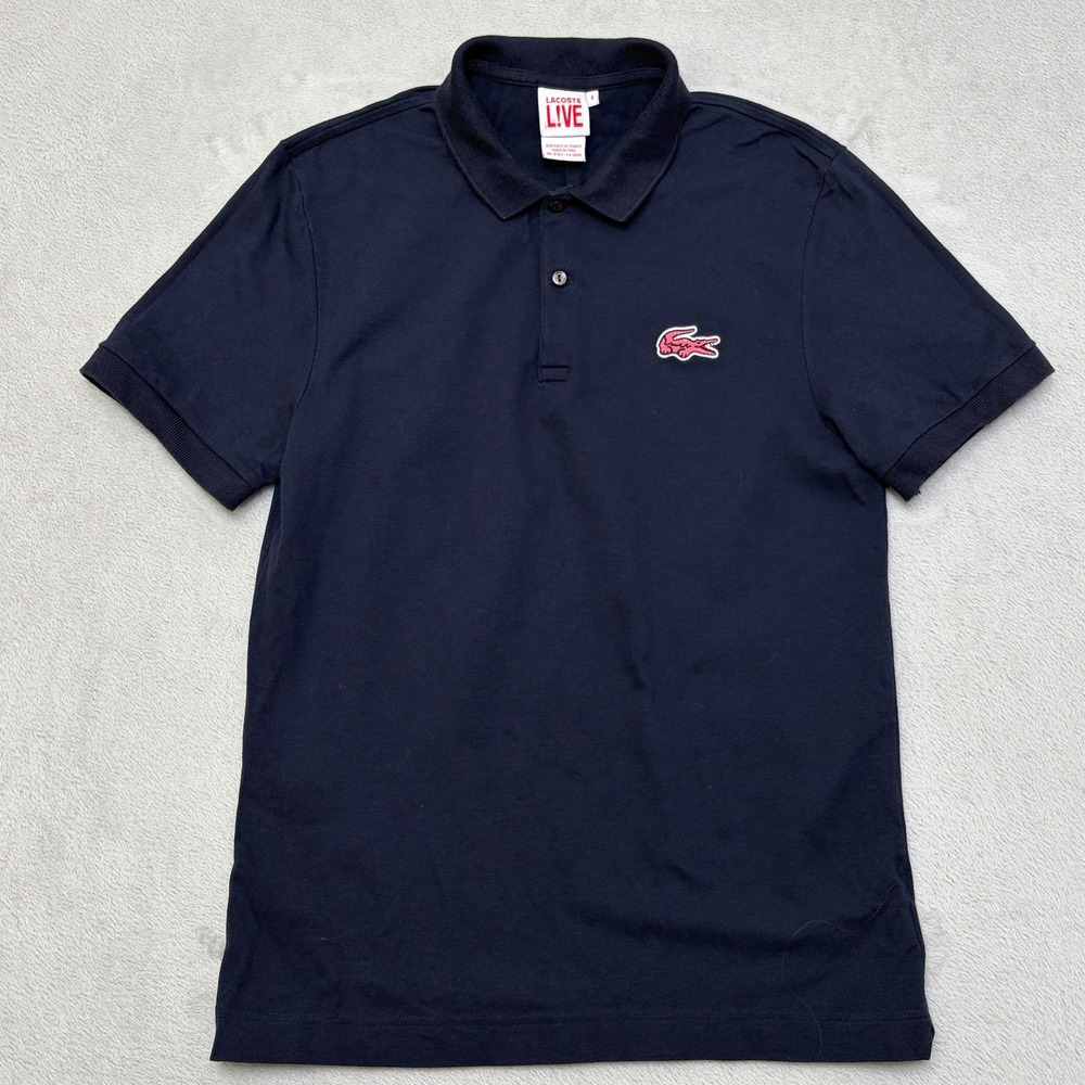 Lacoste Live Big Croc Polo Navy Size 4 fits Small large pink logo